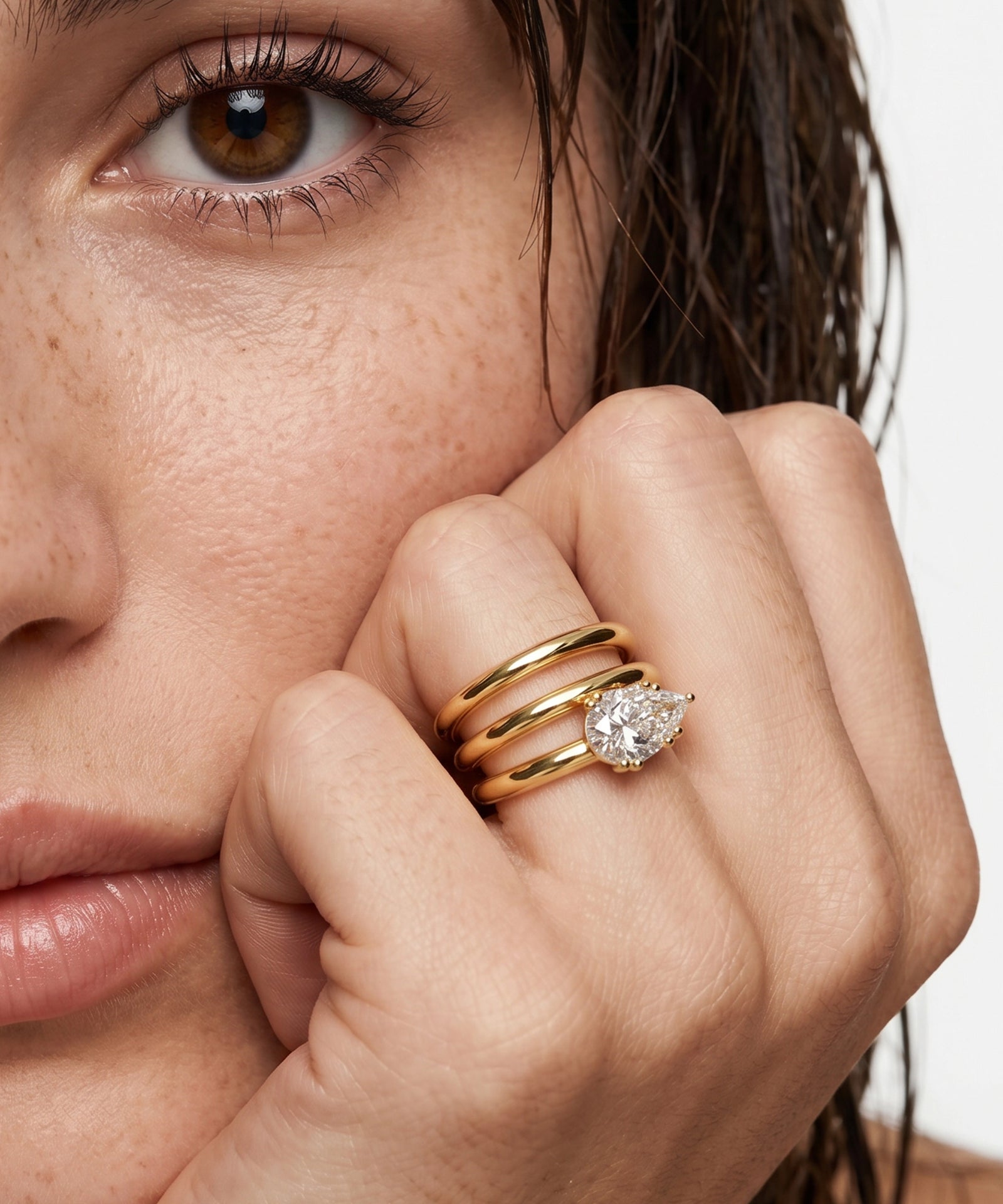 Ovani® Lab-grown Diamond Pear Spiral Wrap Ring -  2.11 Ct. T.W.