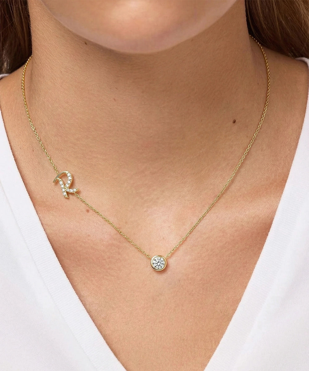 Bella by Ovani® Lab-grown Diamond Letter R Initial Pendant - 0.30 Ct. T.W.