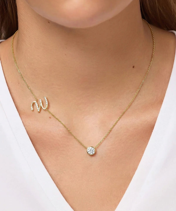 Bella by Ovani® Lab-grown Diamond Letter W Initial Pendant - 0.35 Ct. T.W.