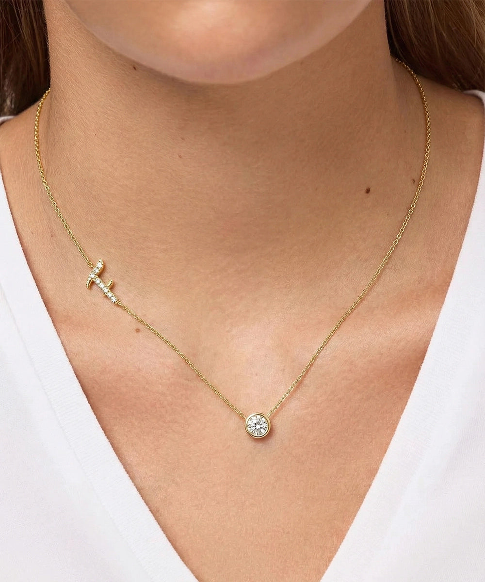 Bella by Ovani® Lab-grown Diamond Letter F Initial Pendant - 0.35 Ct. T.W.