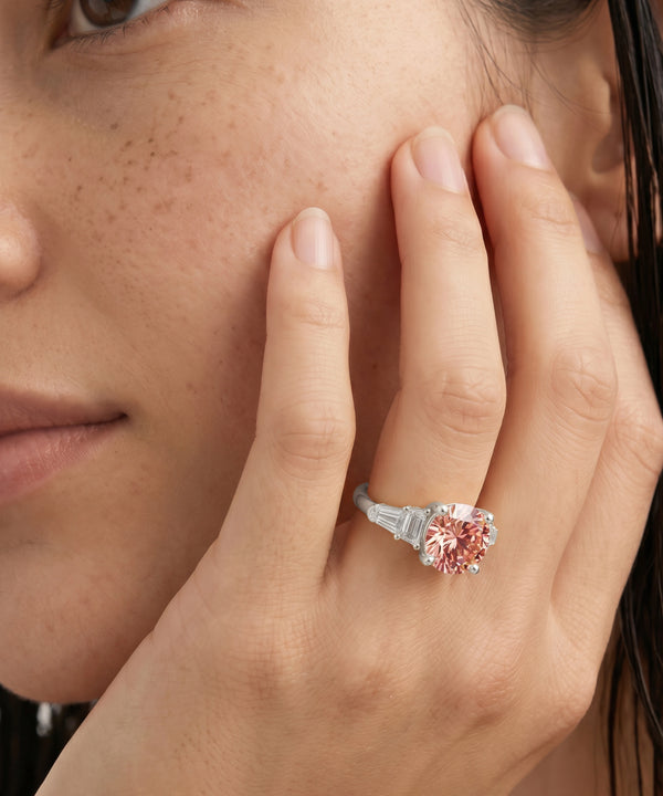 Ovani® Lab-grown Pink Diamond Oval Bridal Ring -  4.75 Ct. T.W.
