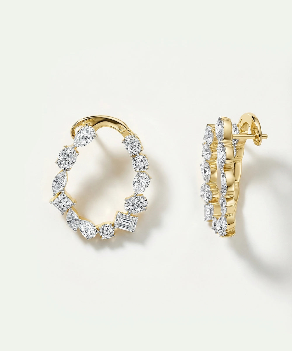 Ovani® Lab-grown Diamond Multi-shaped Hoops - 6 Ct. T.W.