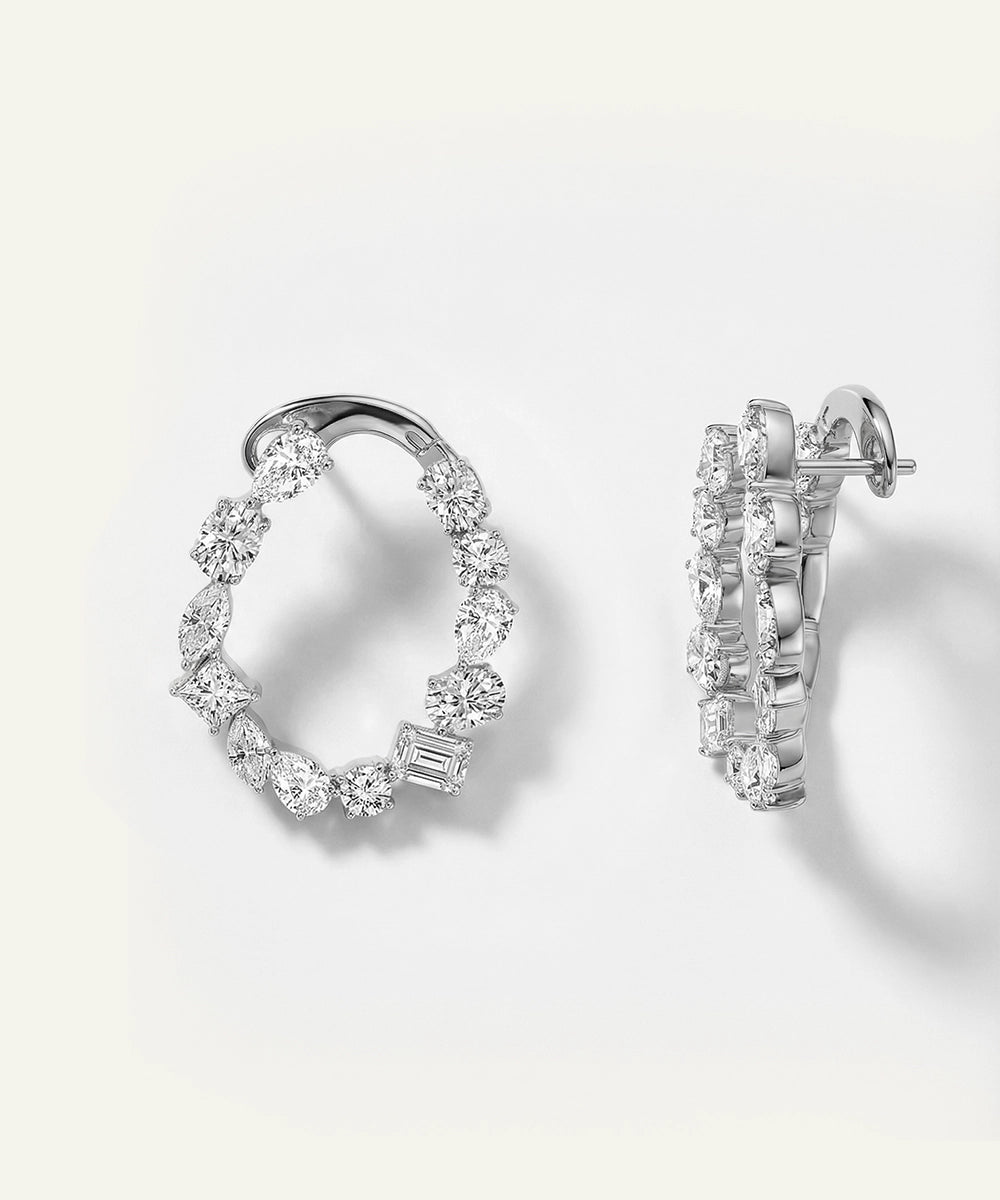 Ovani® Lab-grown Diamond Multi-shaped Hoops - 6 Ct. T.W.