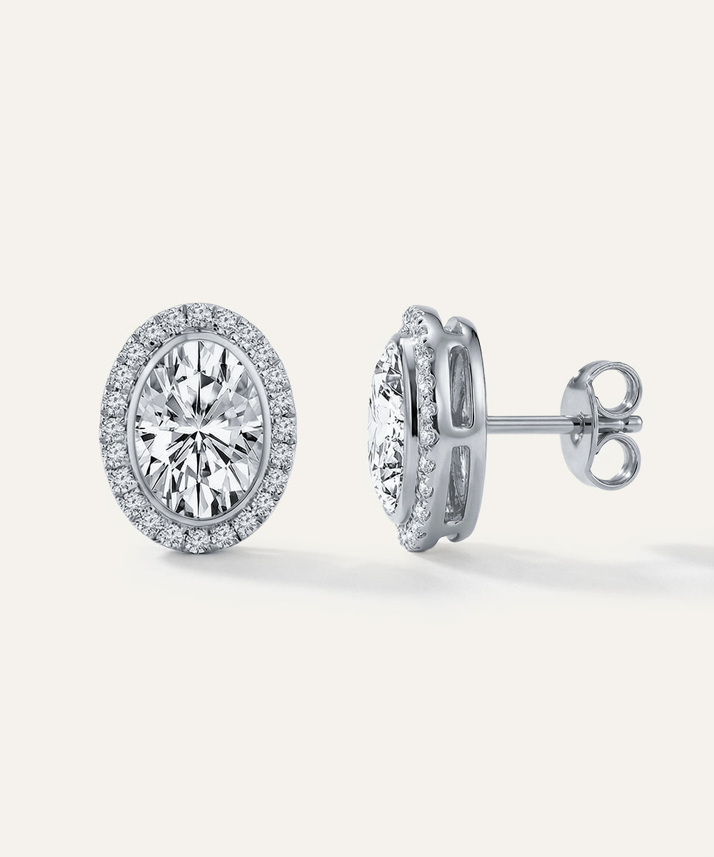 Diamond earrings on a white background
