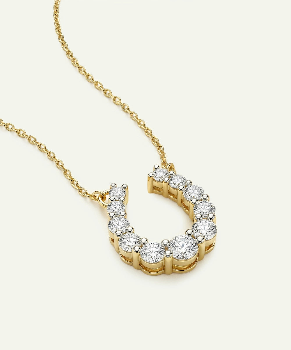 Bella by Ovani® Lab-grown Diamond Round Horseshoe Pendant Necklace - 0.80 Ct. T.W.