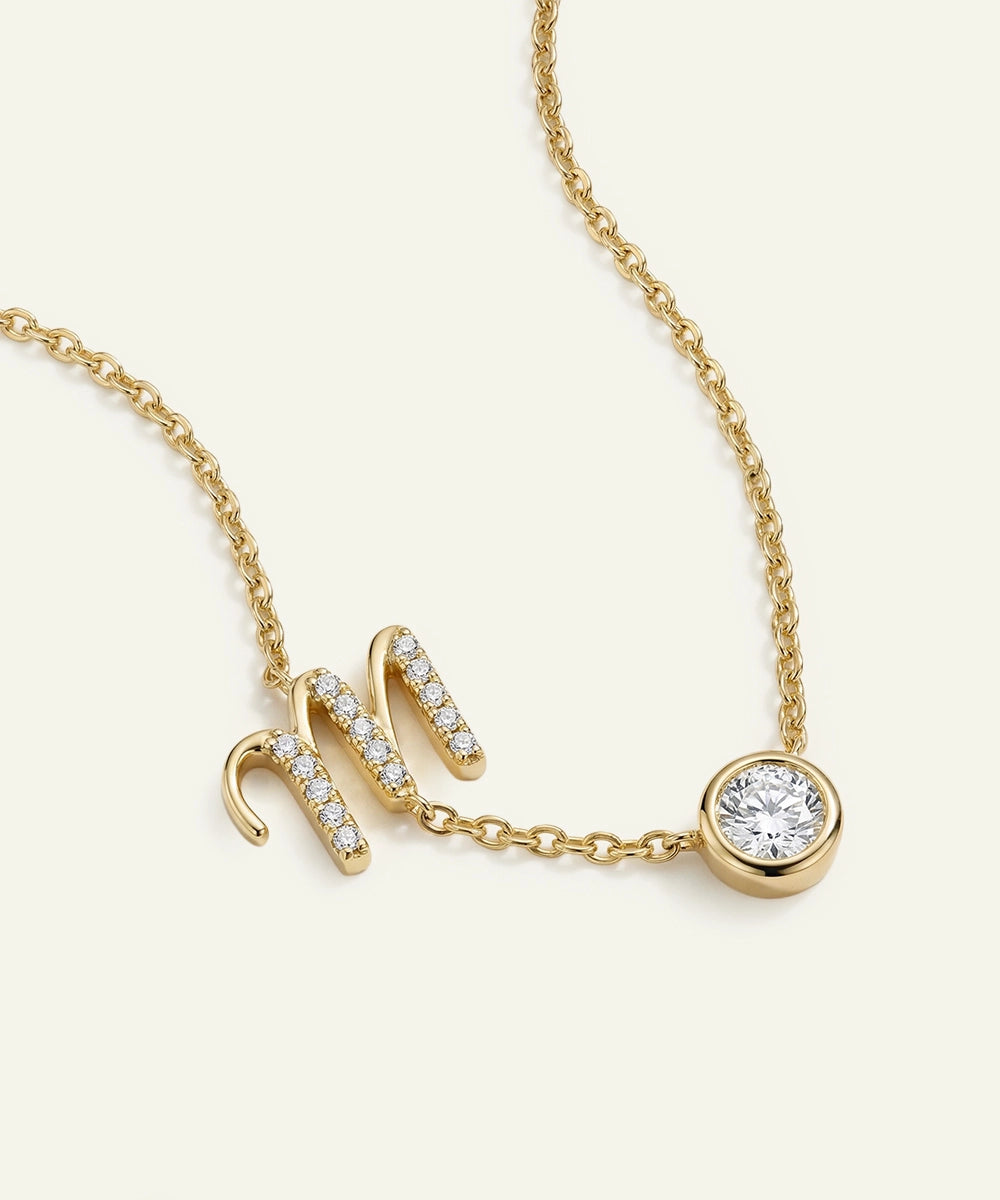 Bella by Ovani® Lab-grown Diamond Letter M Initial Pendant - 0.30 Ct. T.W.