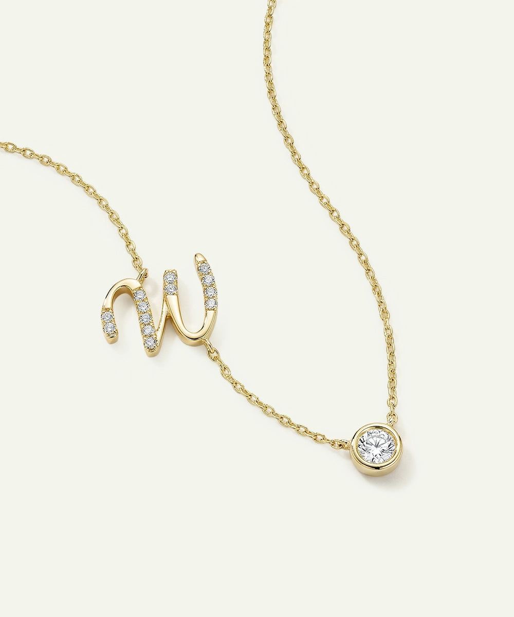 Bella by Ovani® Lab-grown Diamond Letter W Initial Pendant - 0.35 Ct. T.W.