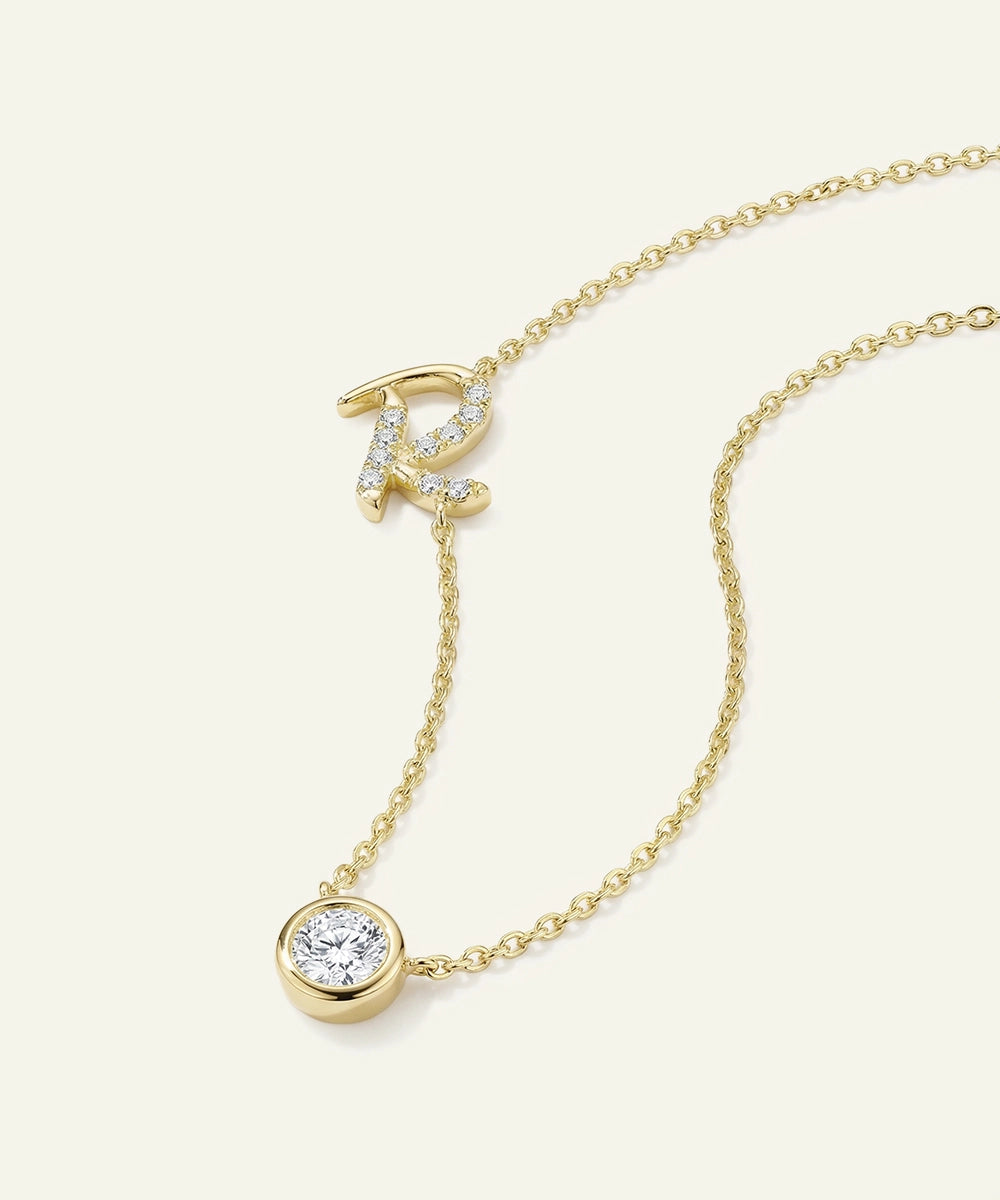 Bella by Ovani® Lab-grown Diamond Letter R Initial Pendant - 0.30 Ct. T.W.
