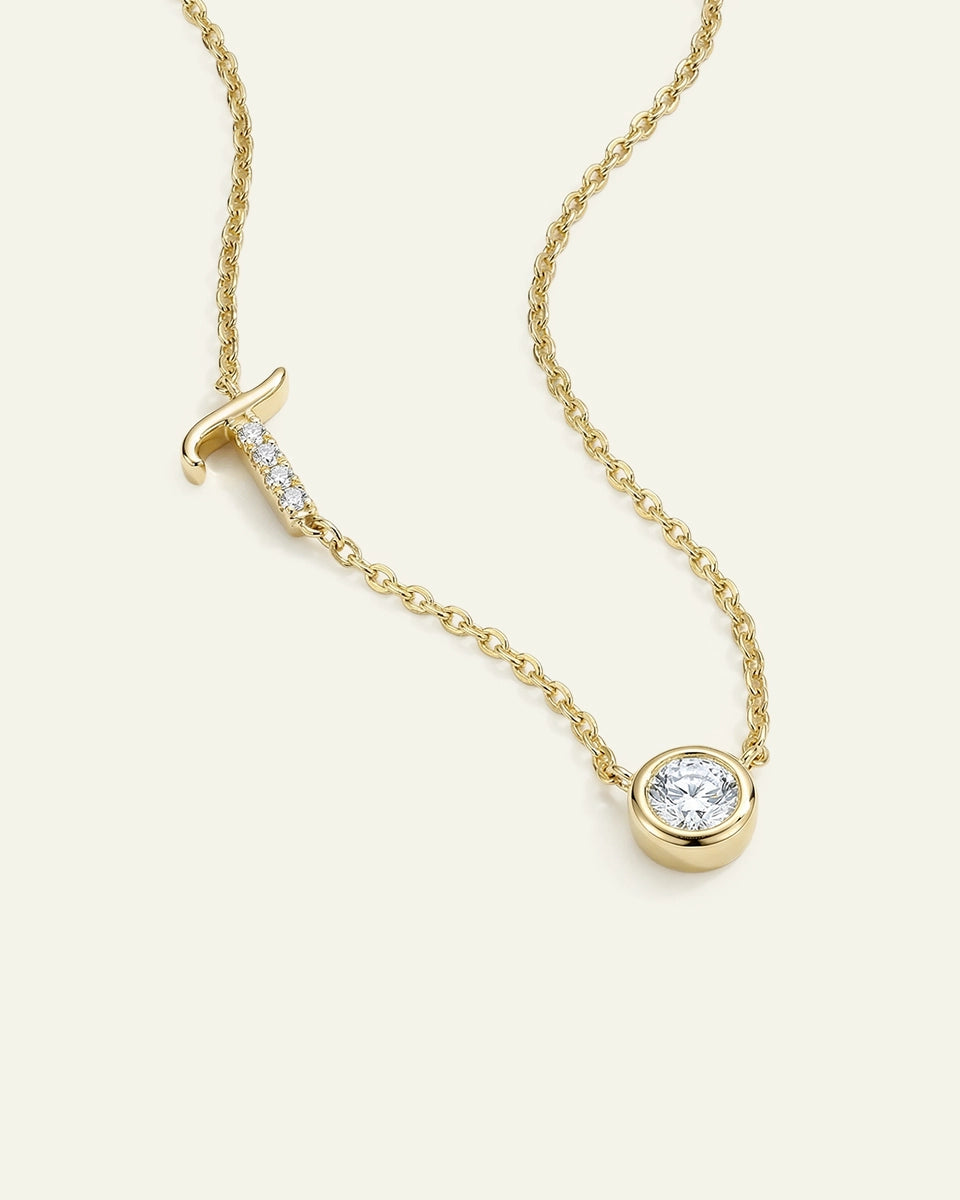 Bella by Ovani® Lab-grown Diamond Letter T Initial Pendant - 0.30 Ct. T.W.