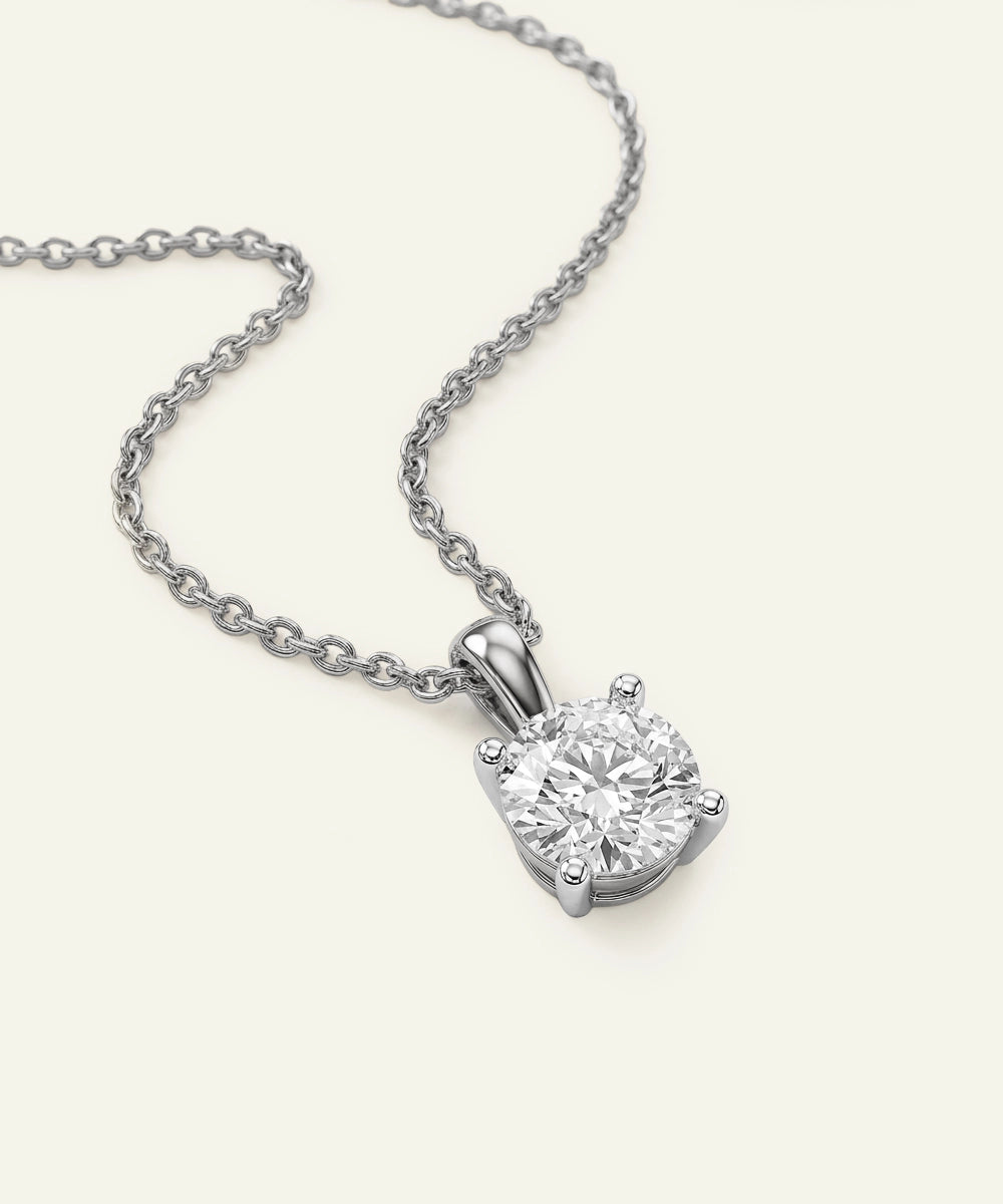Diamond necklace on a white background