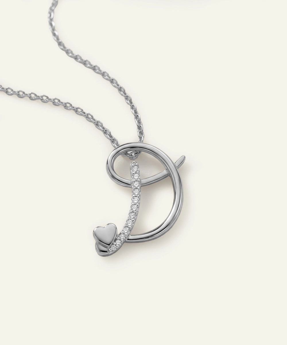 Silver necklace with a unique pendant on a white background
