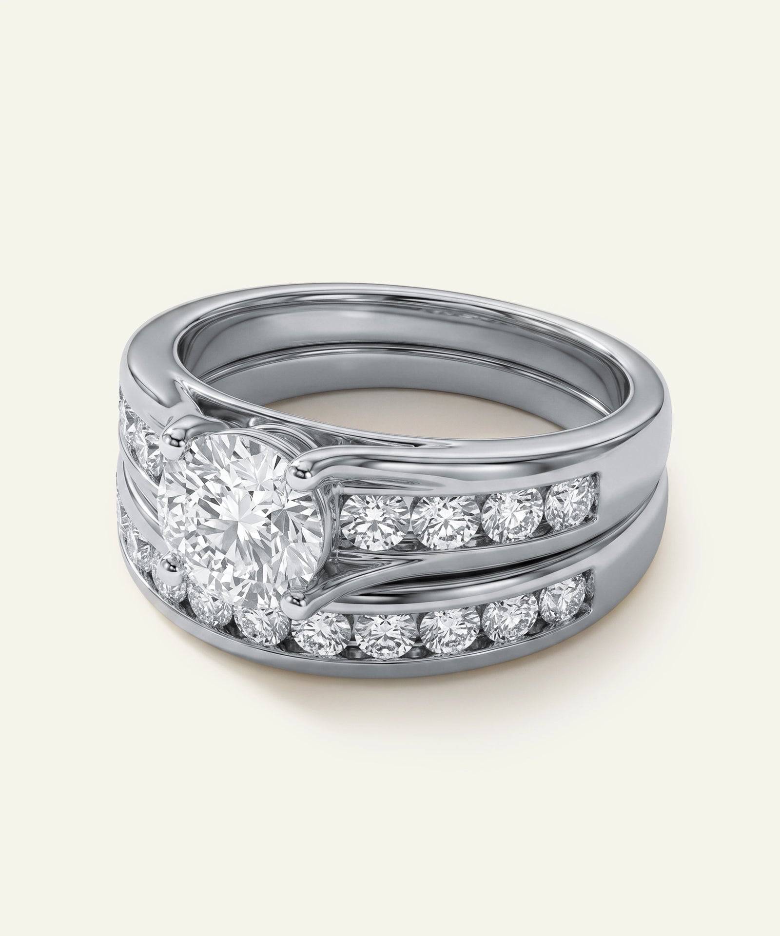Novello Lab-grown Diamond Round Bridal Set - 4.07 Ct. T.W.