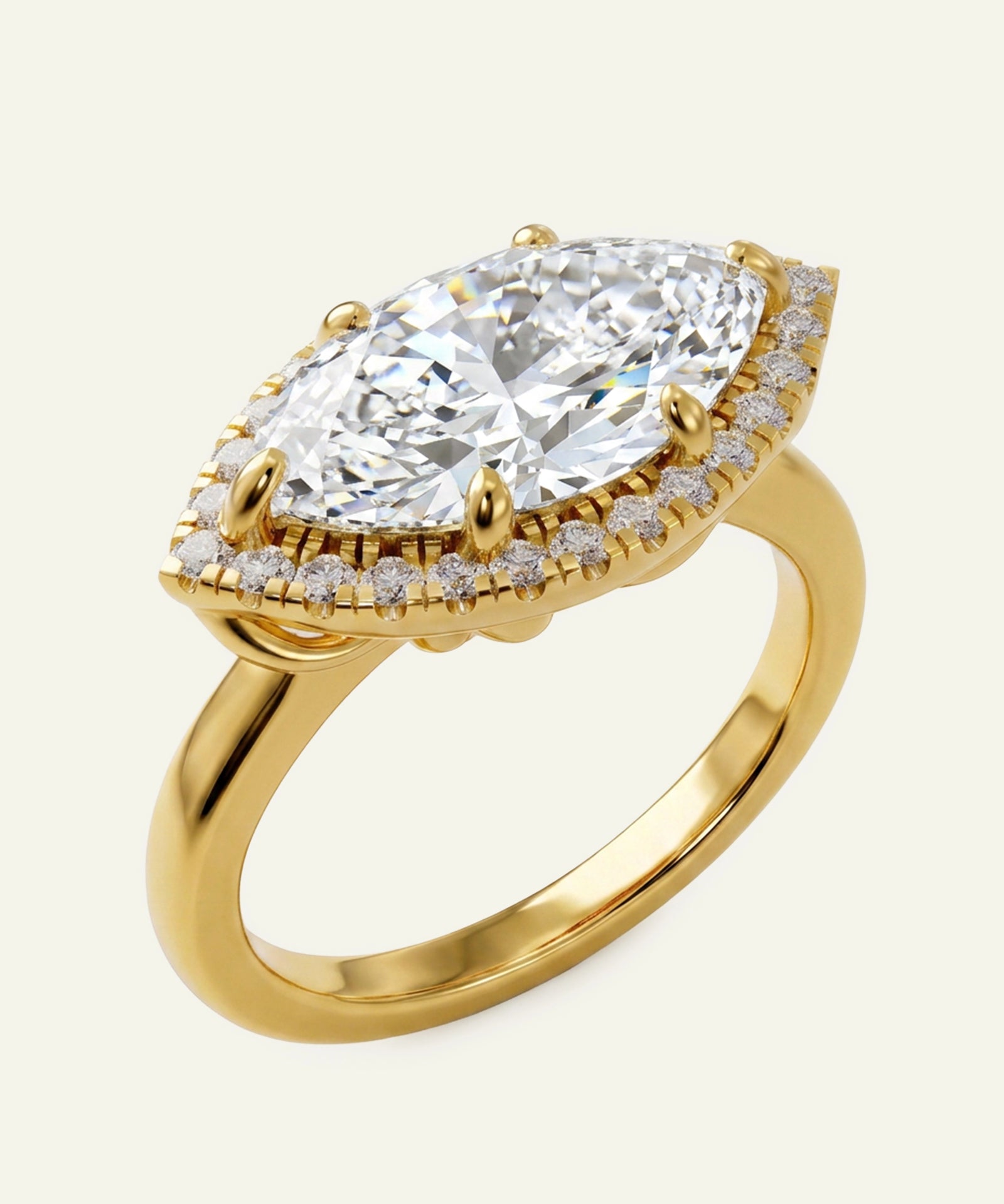 Ovani® Lab-grown Diamond Marquise East-West Halo Bridal Ring -  3.26 Ct. T.W.