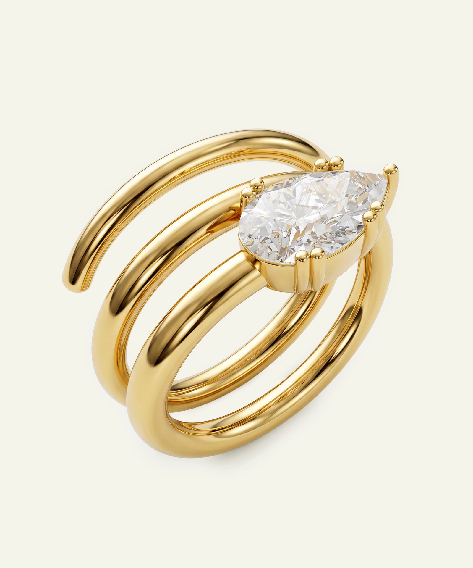 Ovani® Lab-grown Diamond Pear Spiral Wrap Ring -  2.11 Ct. T.W.