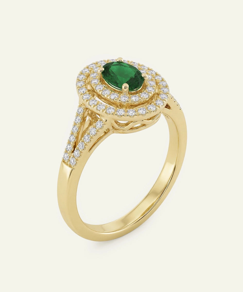 Aanika V. Emerald & Lab-grown Diamond Double Diamond Halo Ring - 0.6 Ct. T.W.
