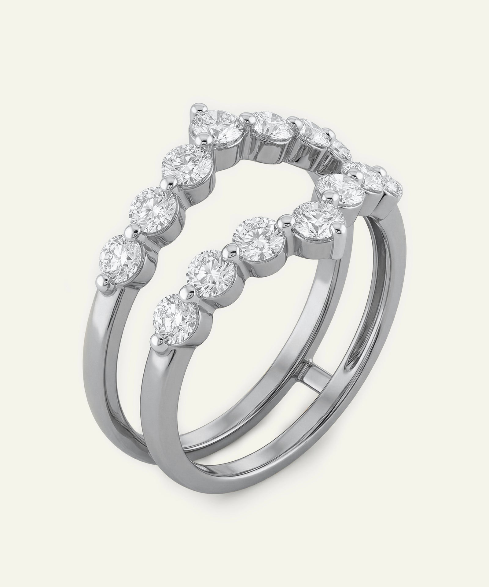 Diamond ring set on a light gray background