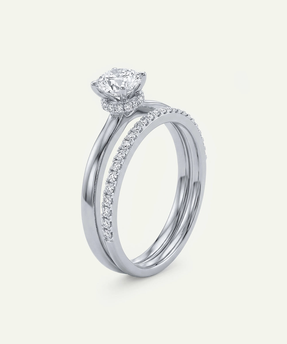 Novello Lab-grown Diamond Round Hidden Halo Bridal Set - 0.55 Ct. T.W.