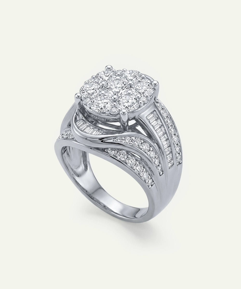 Diamond ring with a white background