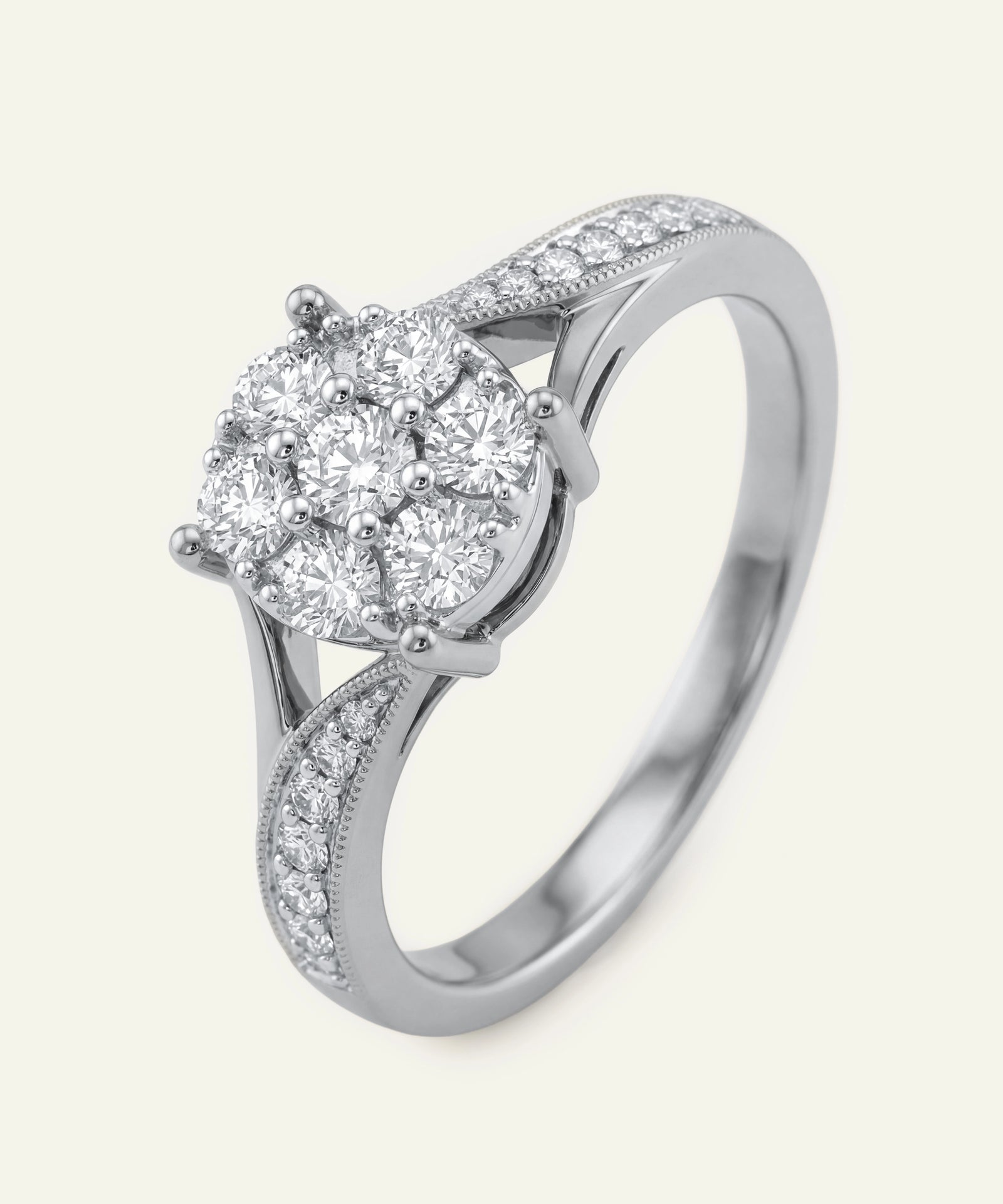 Diamond ring with a white background