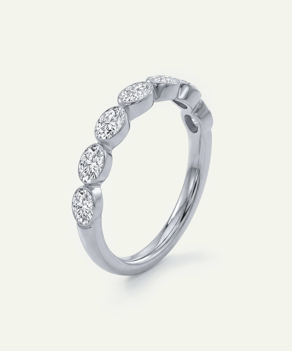 Novello Lab-grown Diamond Oval Bezel Station Ring - 1 Ct. T.W.