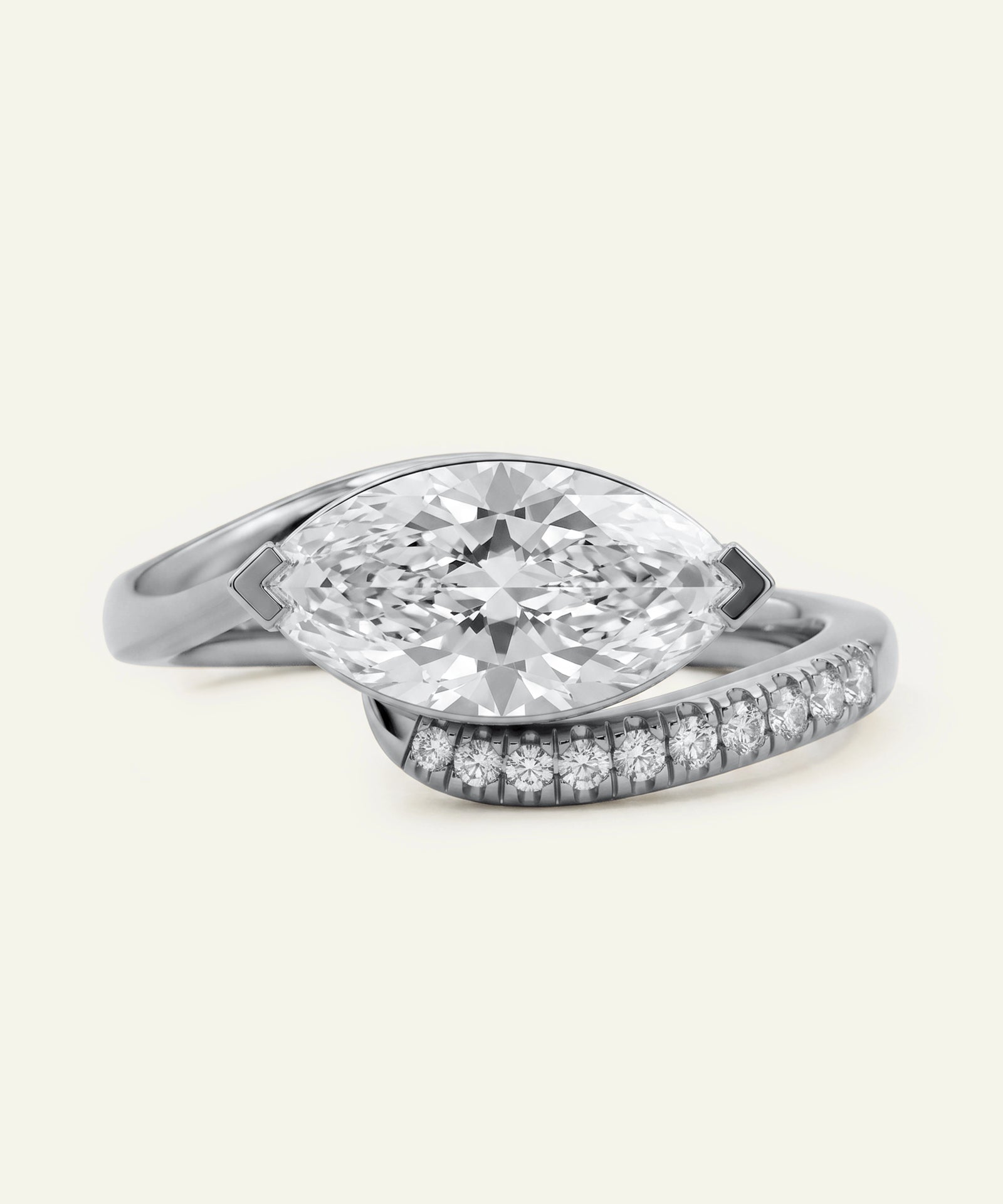 Ovani® Lab-grown Diamond Marquise Bridal Wave Ring -  2.22 Ct. T.W.