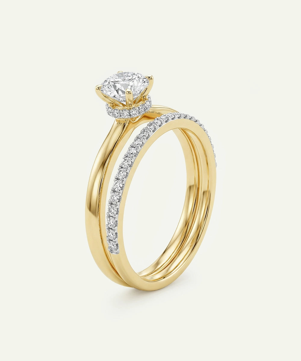 Novello Lab-grown Diamond Round Hidden Halo Bridal Set - 0.55 Ct. T.W.