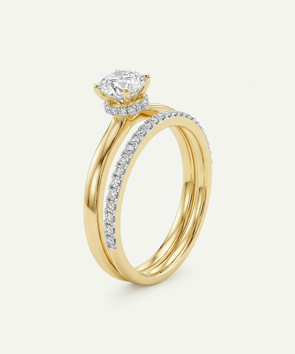 Novello Lab-grown Diamond Round Hidden Halo Bridal Set - 0.55 Ct. T.W.