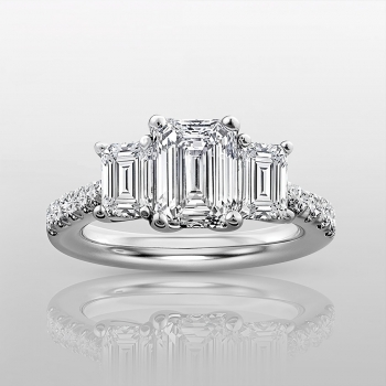 Three-stone ring category banner with three center stones.