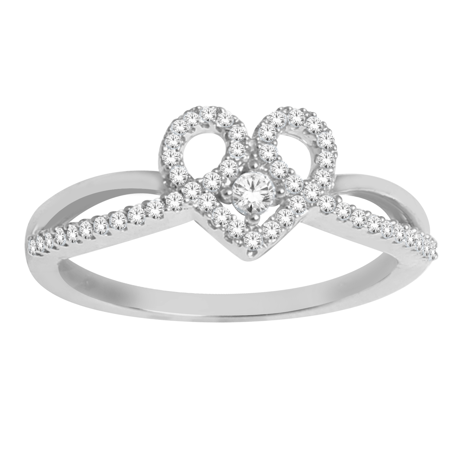 1/5 CT. T.W. Diamond Heart Shaped Promise Ring In 10K Gold