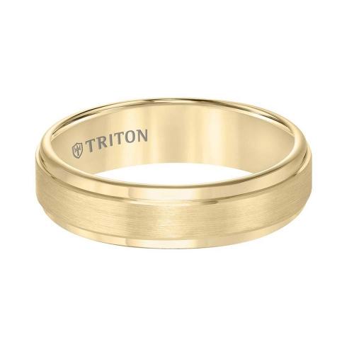Triton 6mm Yellow Tungsten Carbide Step Edge Comfort Fit Band With Satin Finish Center