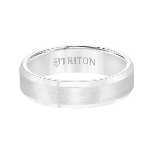 Triton 6mm Bevel Edge Tungsten Carbide Comfort Fit Band With Center Satin Finish And Bright Polished Edge