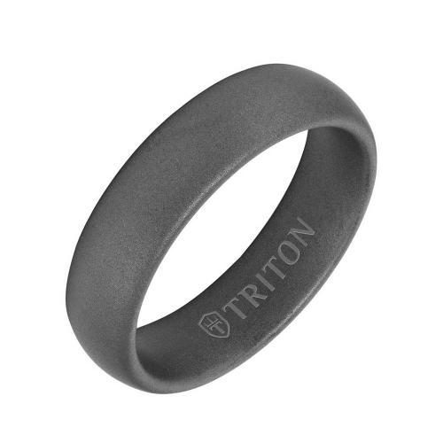 Triton 6mm Grey Tungsten Carbide Band With Light Sandblasted Finish And Rolled Edge