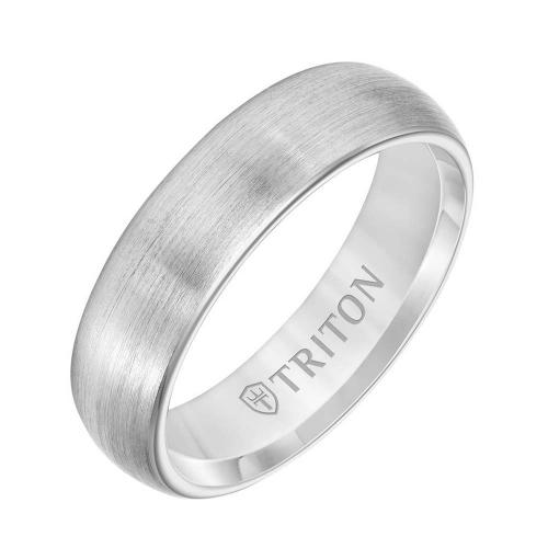 Triton 6mm White Tungsten Carbide Band With Satin Finish And Rolled Edge