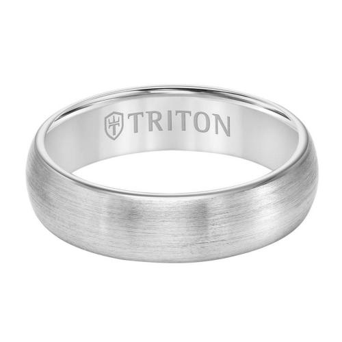 Triton 6mm White Tungsten Carbide Band With Satin Finish And Rolled Edge