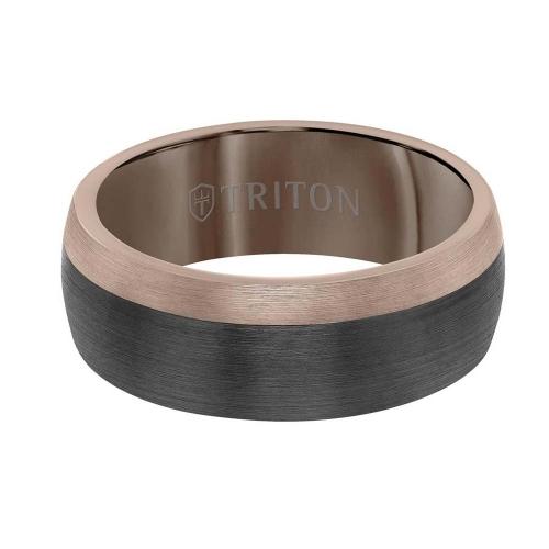 Triton 8mm Espresso Tungsten Carbide Band - Color Blocking And Dome Shape