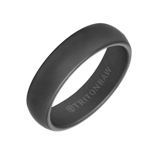 Triton Raw 6mm Raw Bevel Edge To Edge Low Dome Band W/sandblast Finish & Black Interior