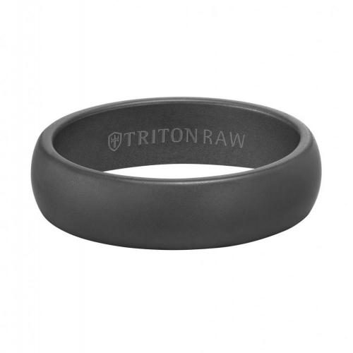 Triton Raw 6mm Raw Bevel Edge To Edge Low Dome Band W/sandblast Finish & Black Interior