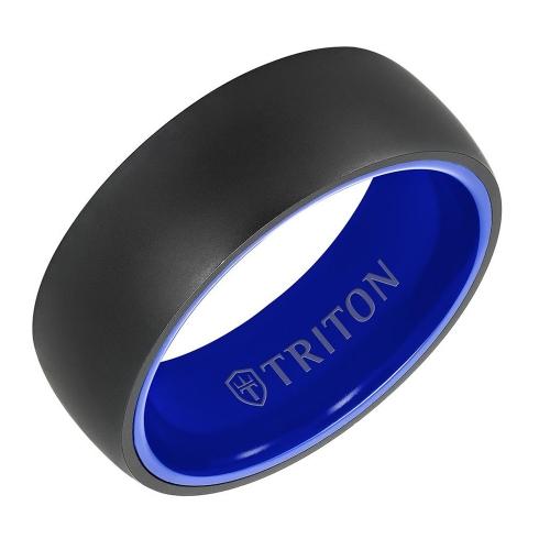 Triton Raw 8mm Tungsten Raw Black Dlc Band - Dome Profile, Ceramic Interior And Flat Edge