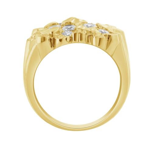 1.5 Ct. T.w. Diamond Nugget Men Ring In 14Kt Yellow Gold