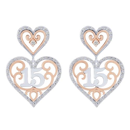 Sweet 15® Double Heart Quinceanera Studs - 0.50 Ct. T.w.