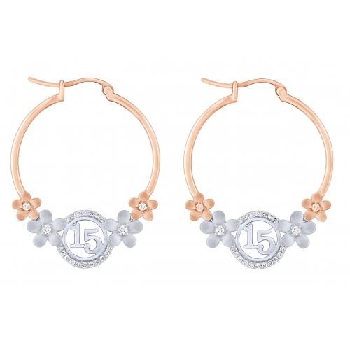 Sweet 15® Floral Quinceanera Hoops - 0.25 Ct. T.w. in 14K Rose White Gold