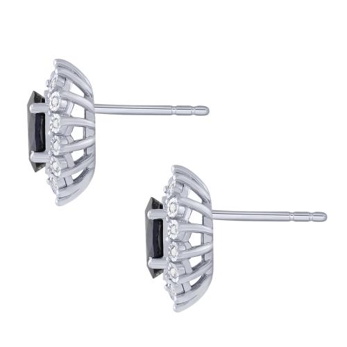 Aanika V. Oval Sapphire Starburst Halo Diamond Screw Studs - 1.80 Ct. T.w.