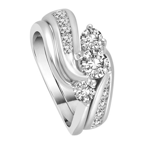 2.00 Ct. T.w. Diamond Three Stone Curve Bridal Set