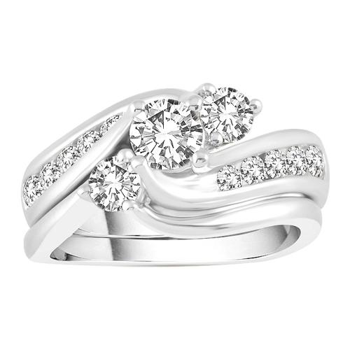 0.50 Ct. T.w. Diamond Three Stone Curve Bridal Set