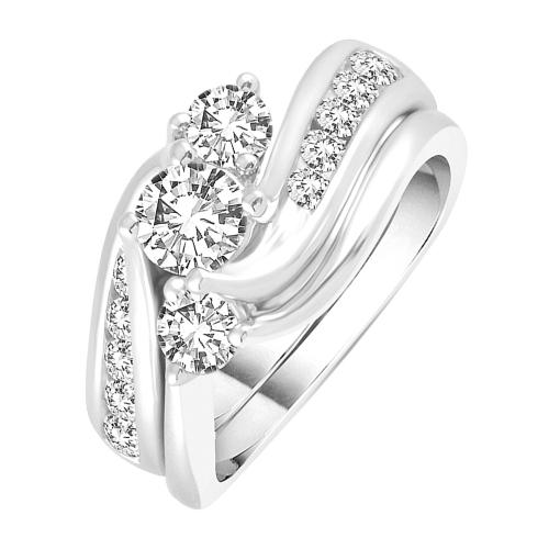 0.50 Ct. T.w. Diamond Three Stone Curve Bridal Set