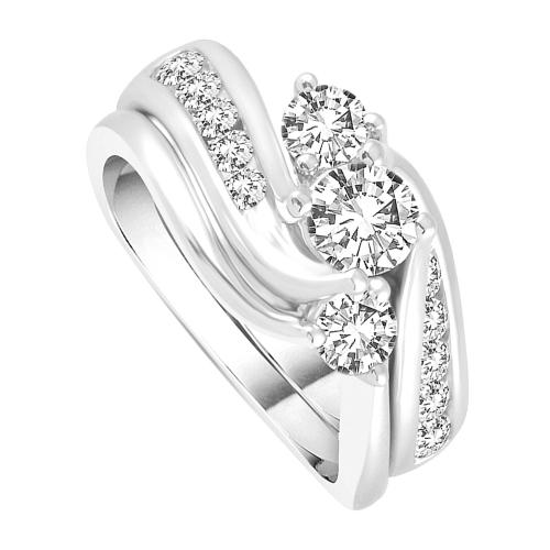 0.50 Ct. T.w. Diamond Three Stone Curve Bridal Set