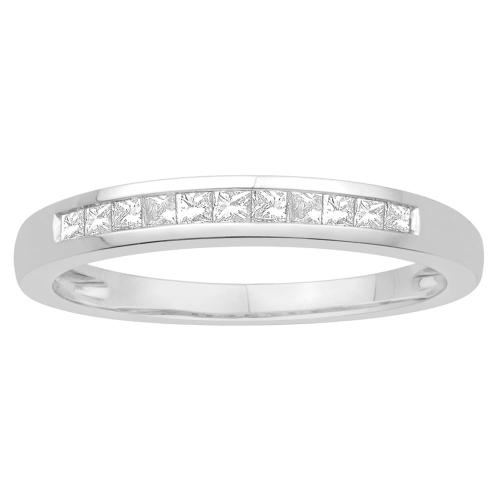 1/4 Ct. T.w. Diamond 11-stone Princess Channel Wedding Band In 14Kt White Gold