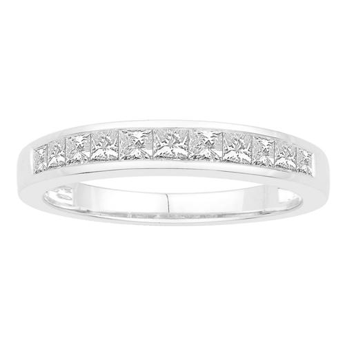 1/2 Ct. T.w. Diamond 11-stone Princess Channel Wedding Band In 14Kt White Gold