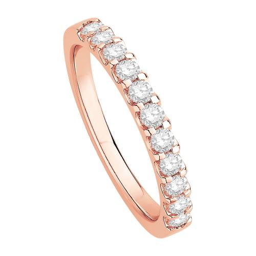 1/2 Ct. T.w. Diamond Round 11-stone Prong Set Wedding Band