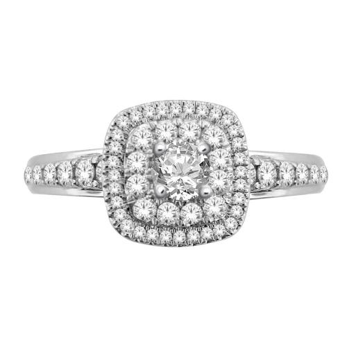 Everlasting Love® Diamond Double Halo Cushion Diamond Bridal Ring - 1 Ct. T.w.